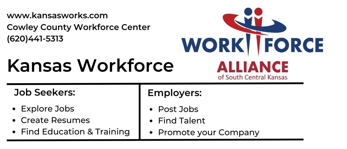 Kansas Workforce Alliance of South Central KS. Visit www.kansasworks.com for more.